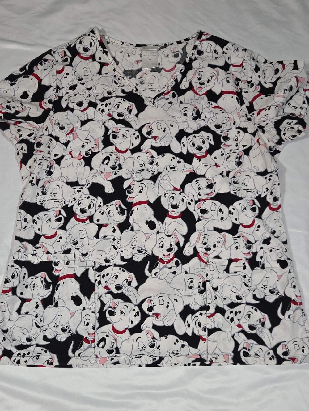 Disney 101 Dalmations V-neck Scrub Top Size Medium